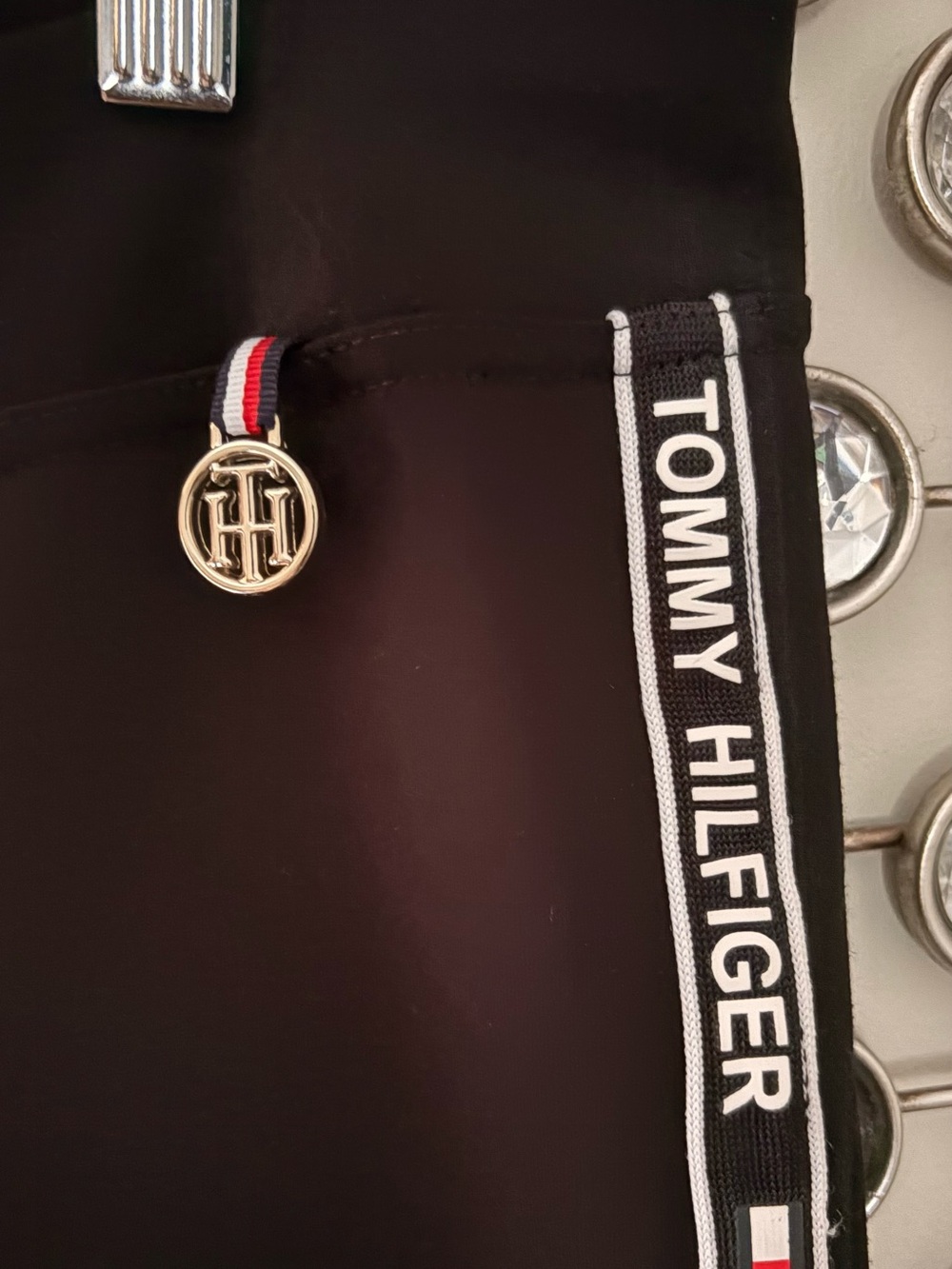 Tommy Hilfiger Black Joggers with Logo Tape and Flag